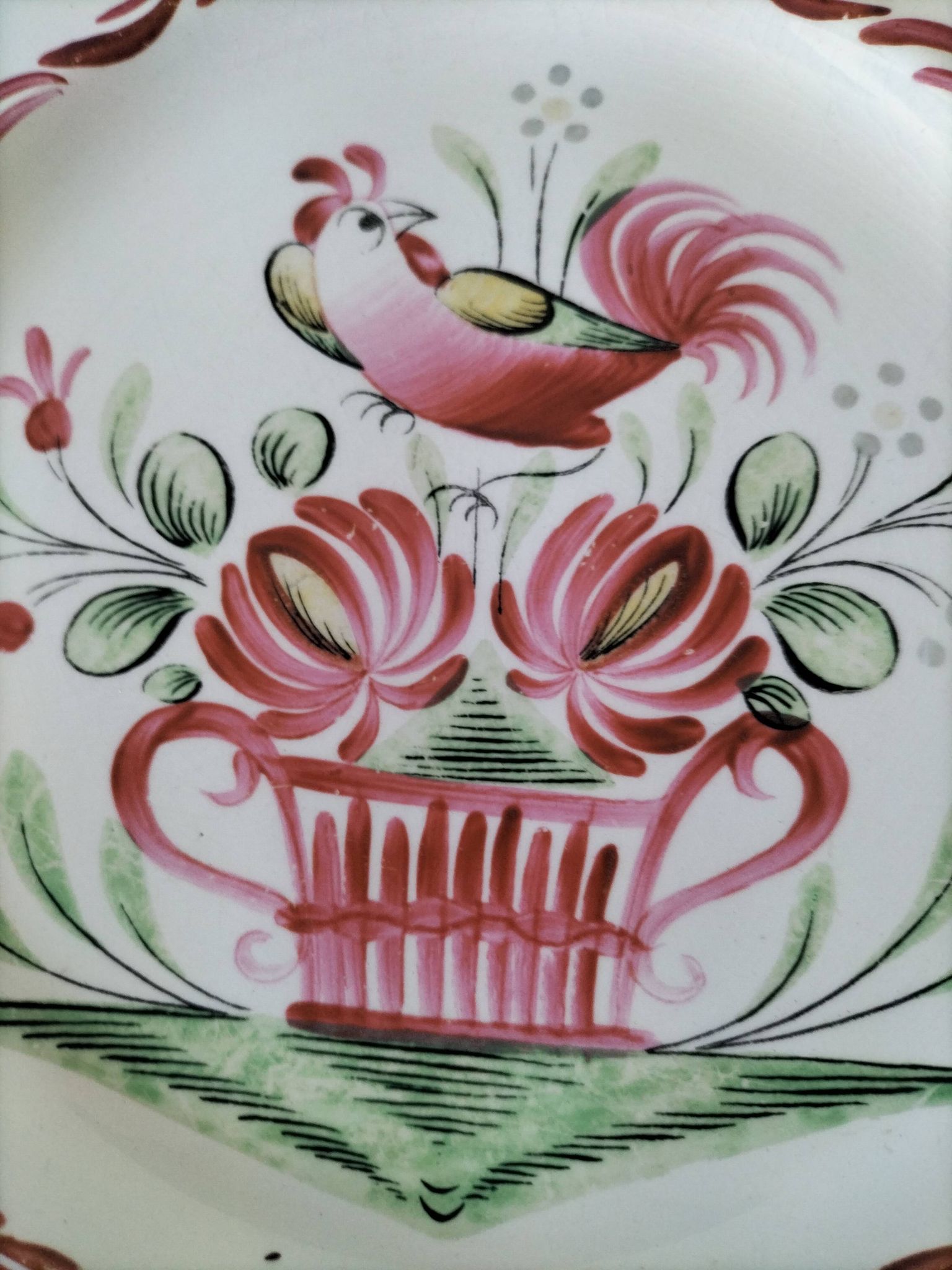 Assiette ancienne au coq – Keller & Guérin Lunéville