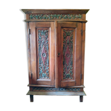 Indonesian cabinet in carved and painted exotic wood