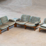 Pair of Scandinavian armchairs in teak and velvet, 1960