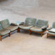 Pair of Scandinavian armchairs in teak and velvet, 1960