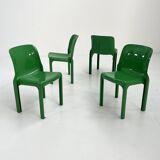 Set of 4 green Selene chairs by Vico Magistretti for artemide, 1970