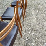 4 chaises vintage bois et skaï années 70