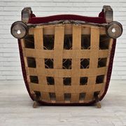 1960s, Danish relax chair, cherry-red furniture velour, oak wood.