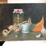 Tableau huile sur toile nature morte ancienne