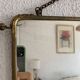 Miroir vintage 1920 triptyque barbier doré simili crocodile vert - 37 x 87