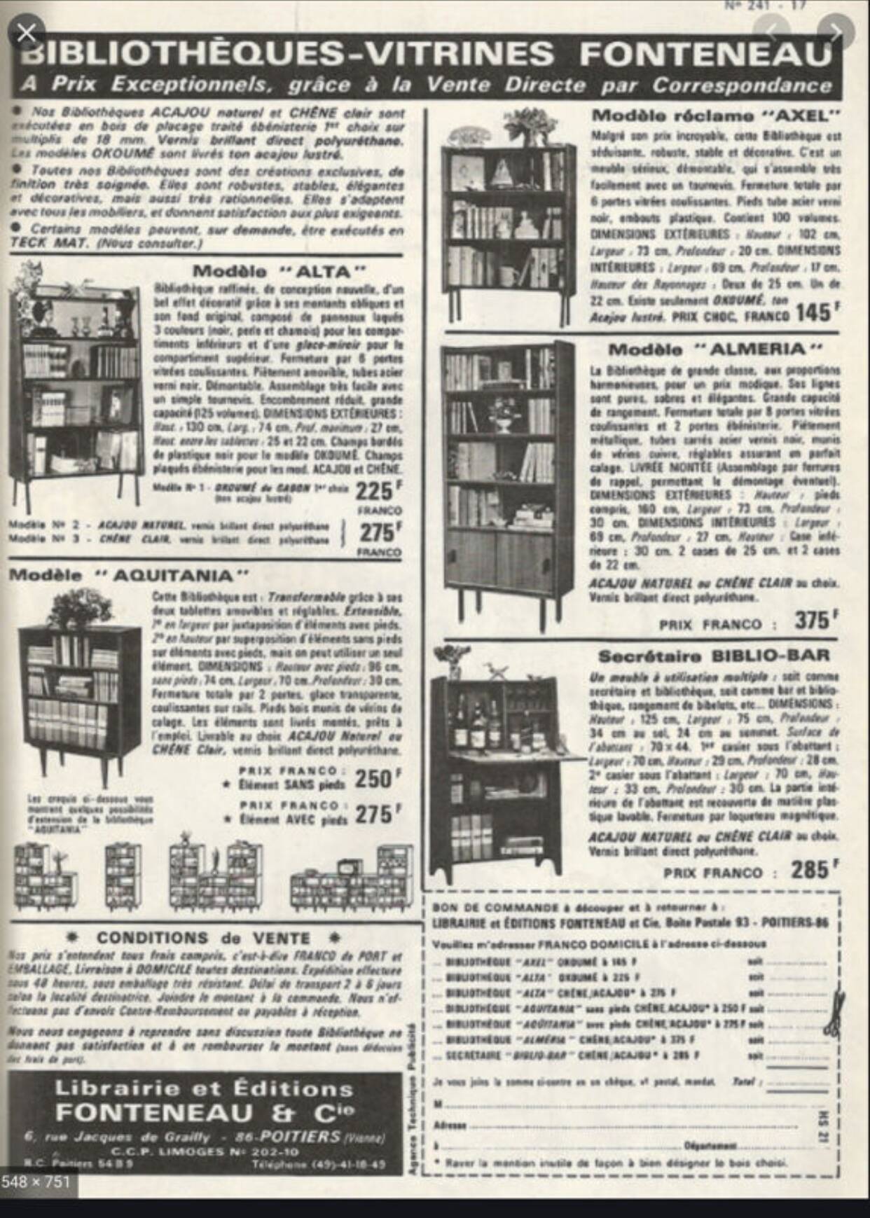 Bibliothèque vintage vitrée Alta 1950