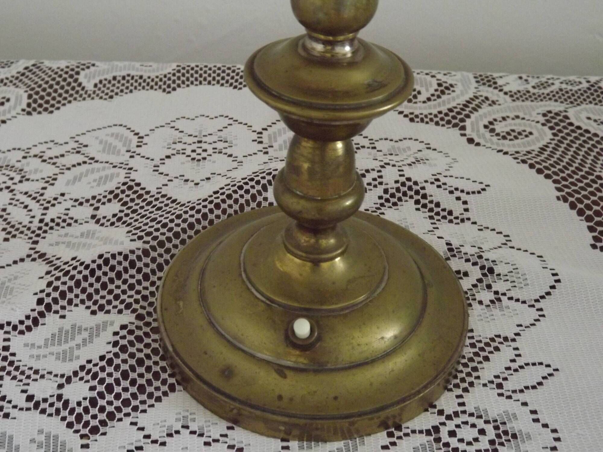 2 Light French Vintage Brass Boulotte Table Lamp With Cream Pleated Shade 5