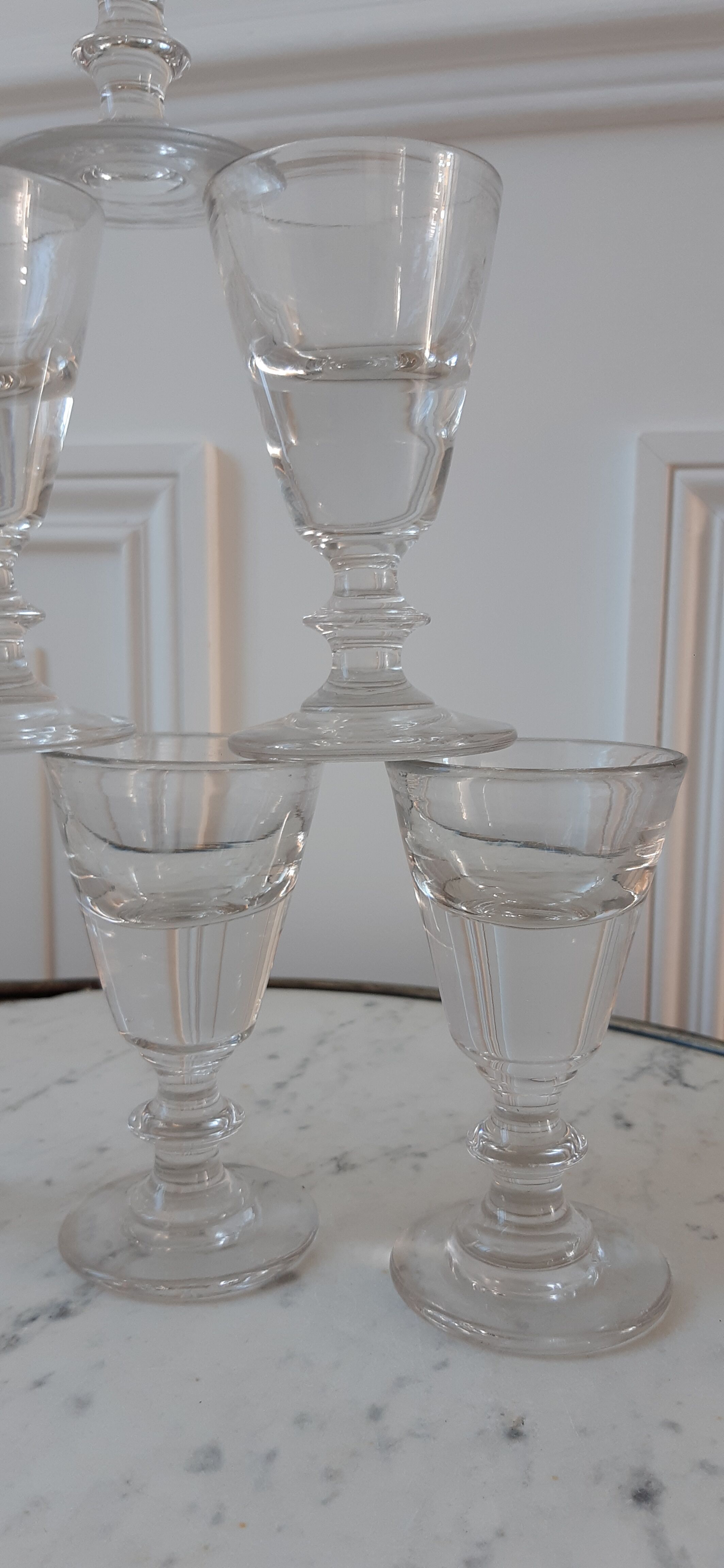 Set of 6 glasses of bar effect trompe l'oeil 30s