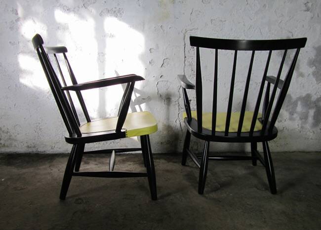 Set of 2 spindle back armchairs, Tapiovaara , Yngve Ekstrom style