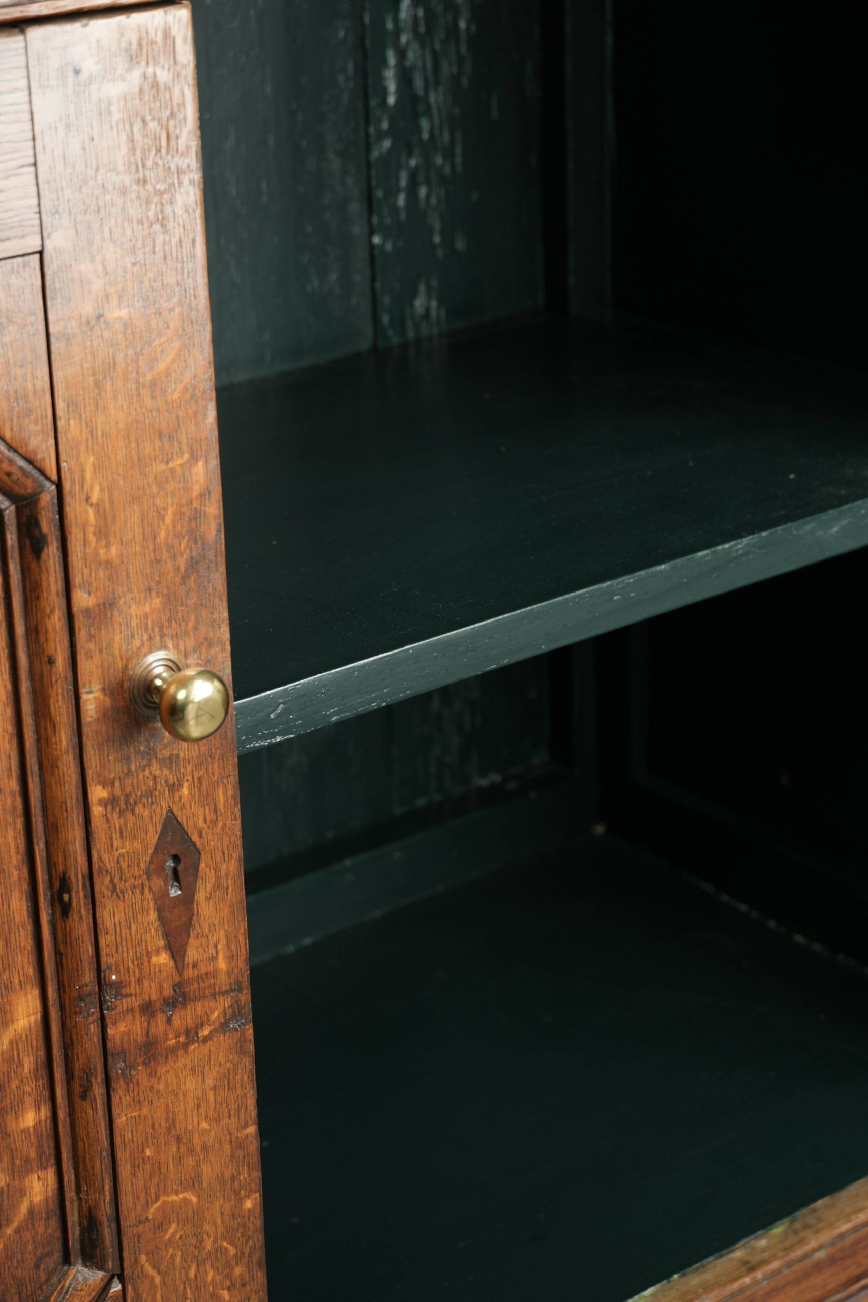 Antique 18th-century Welsh/English oak bookcase/buffet with original glass