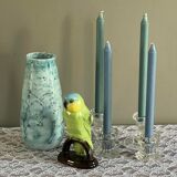 Blue speckled and marbled glass vase