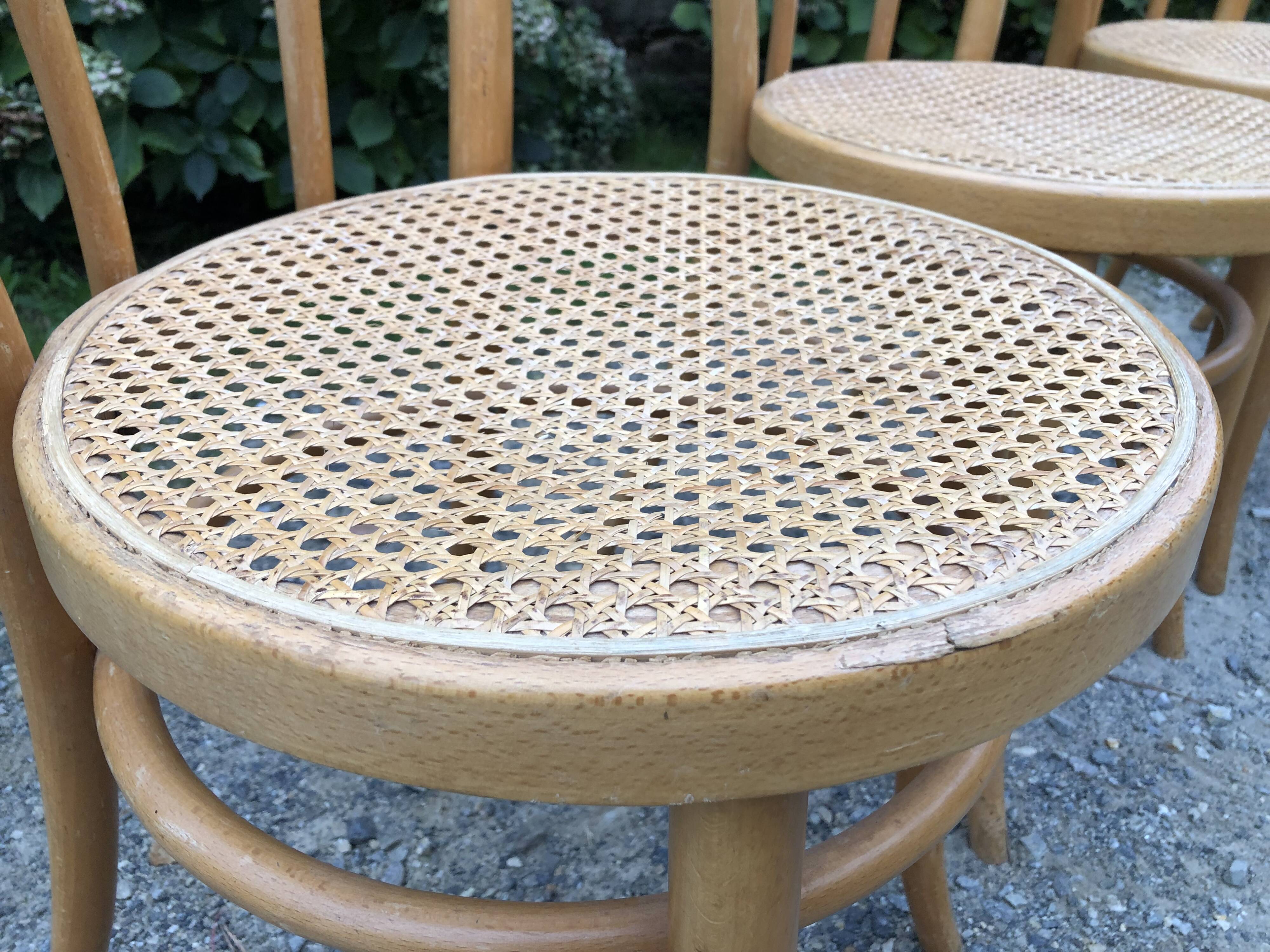 4 chaises bistrot vintage cannées