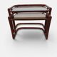 Vintage nesting tables in rattan and smoked glass by Flecht-Atelier Schütz.