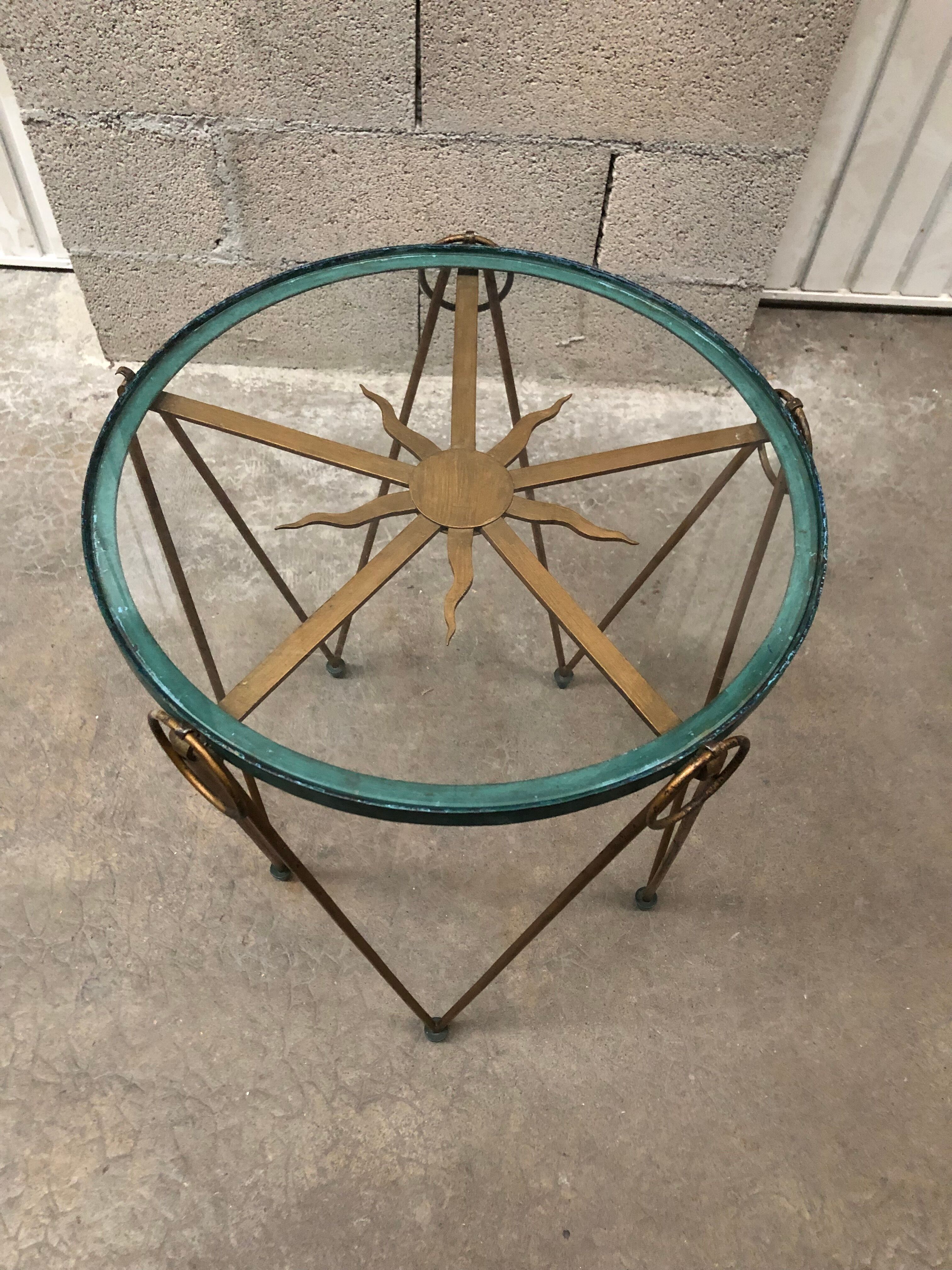 Art deco pedestal table wrought iron