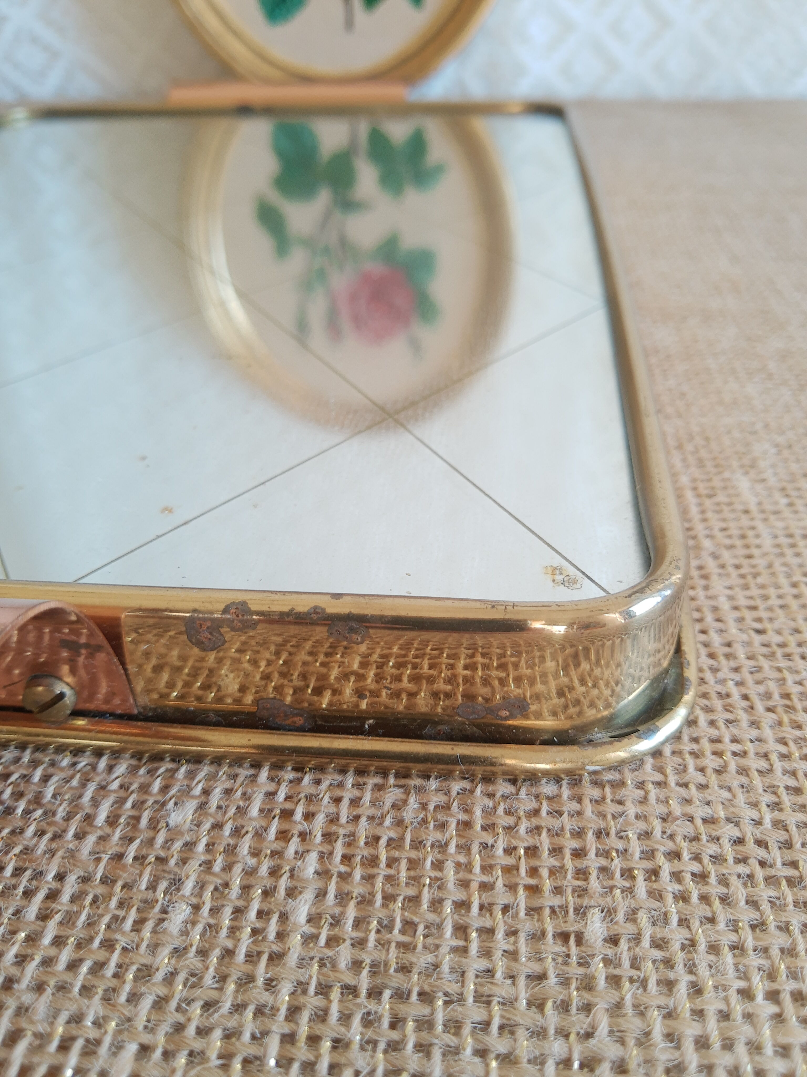 Brass top with vintage mirror