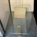 Glass and travertine coffee table from the 70s