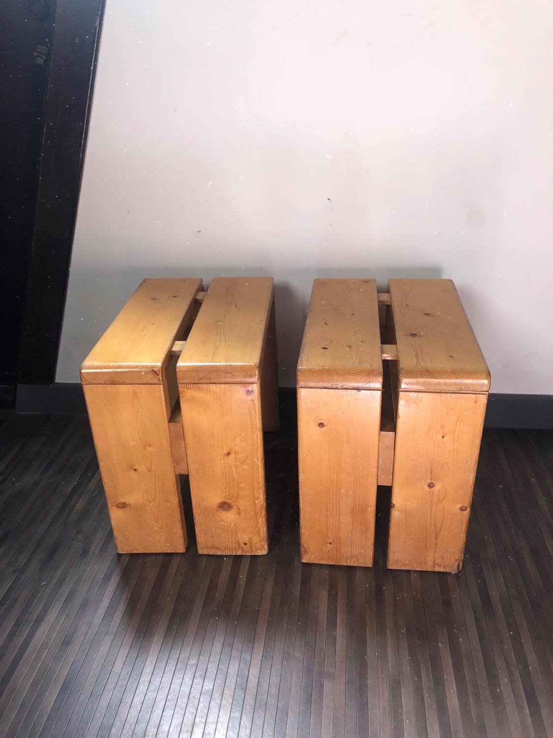 Pair of stools Les Arcs by Charlotte Perriand 1970
