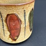 Pair of glazed stoneware mugs — abstract decor from the 70s