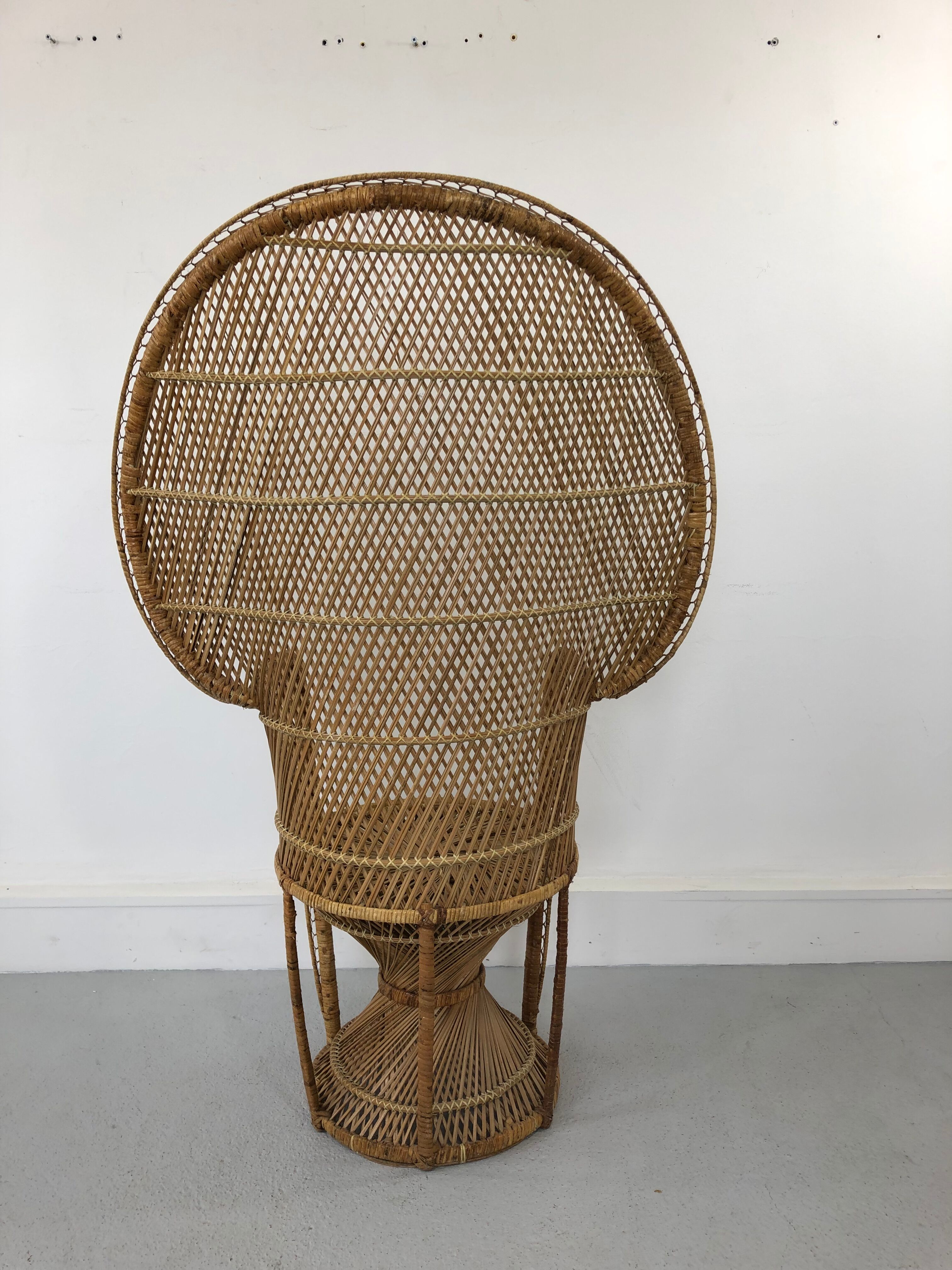 Vintage rattan and wicker peacock chair