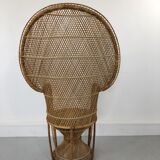 Vintage rattan and wicker peacock chair
