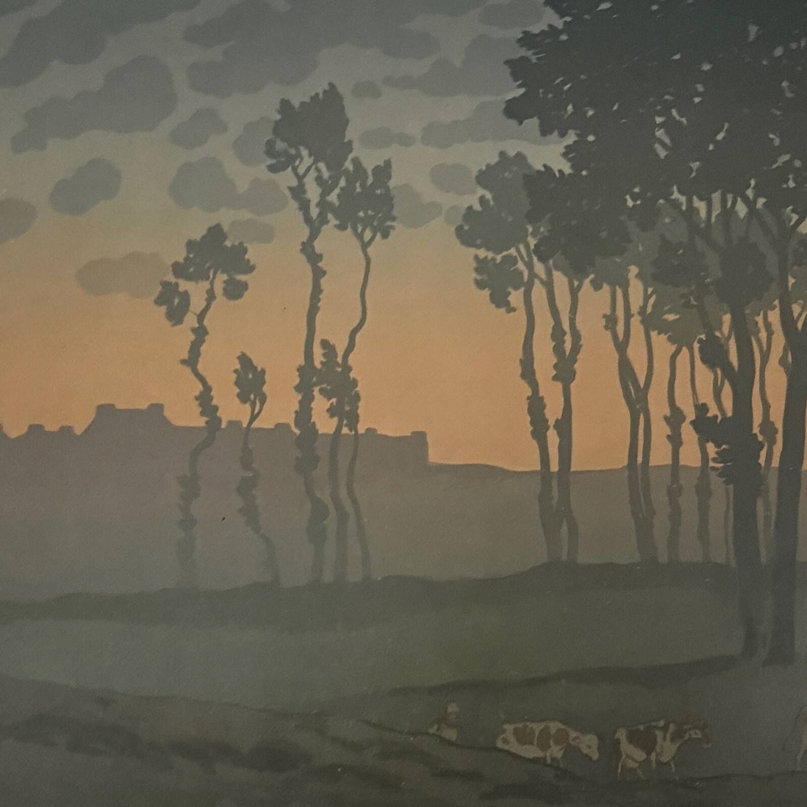 Lithograph by Henri Rivière The Fairyland of Hours - Dawn