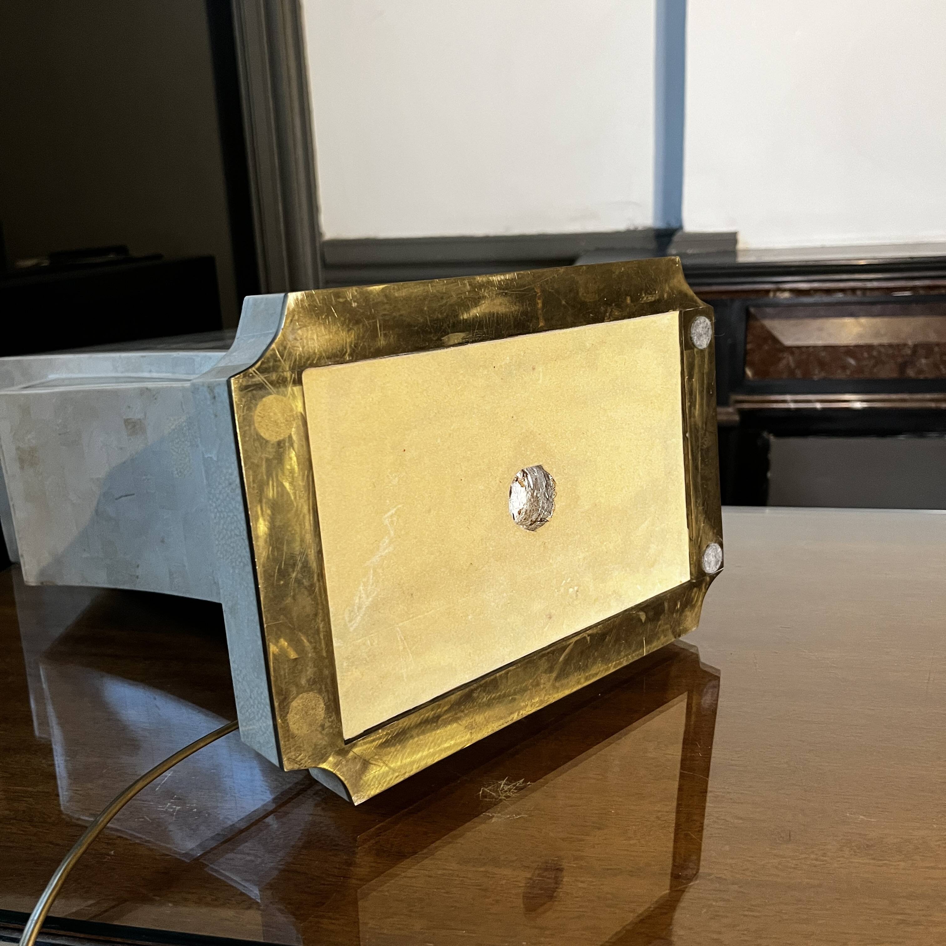 Hollywood regency lamp base maitland smith (usa), tessellated stones & brass, ca 1970