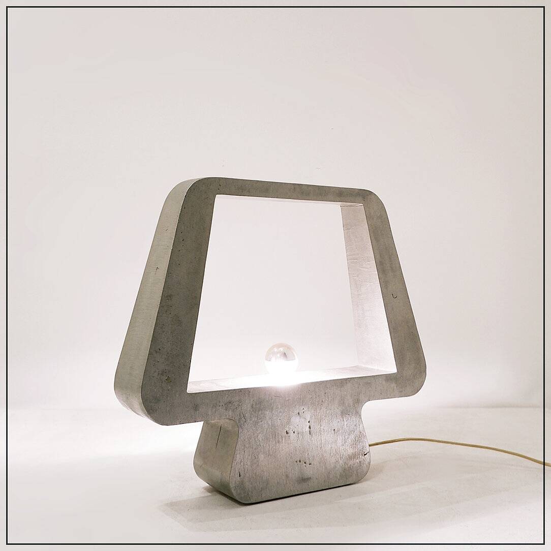 Large solid aluminum table lamp - 1970s