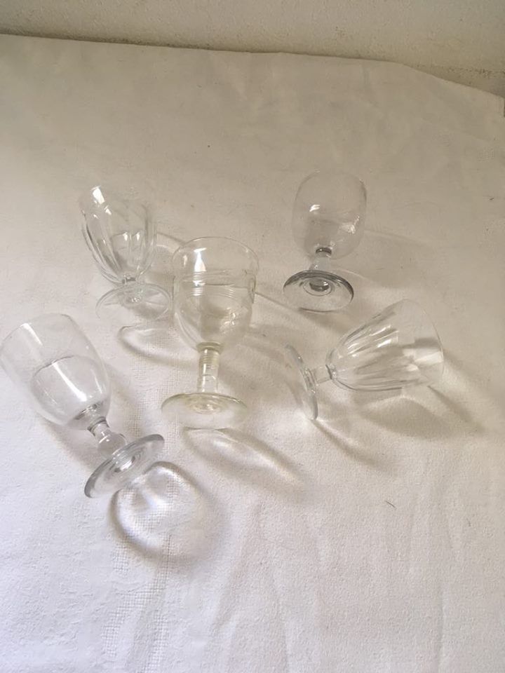 Together five mismatched stemware