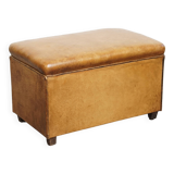 Vintage Sheepskin Leather Designer Ottoman by Bart van Bekhoven