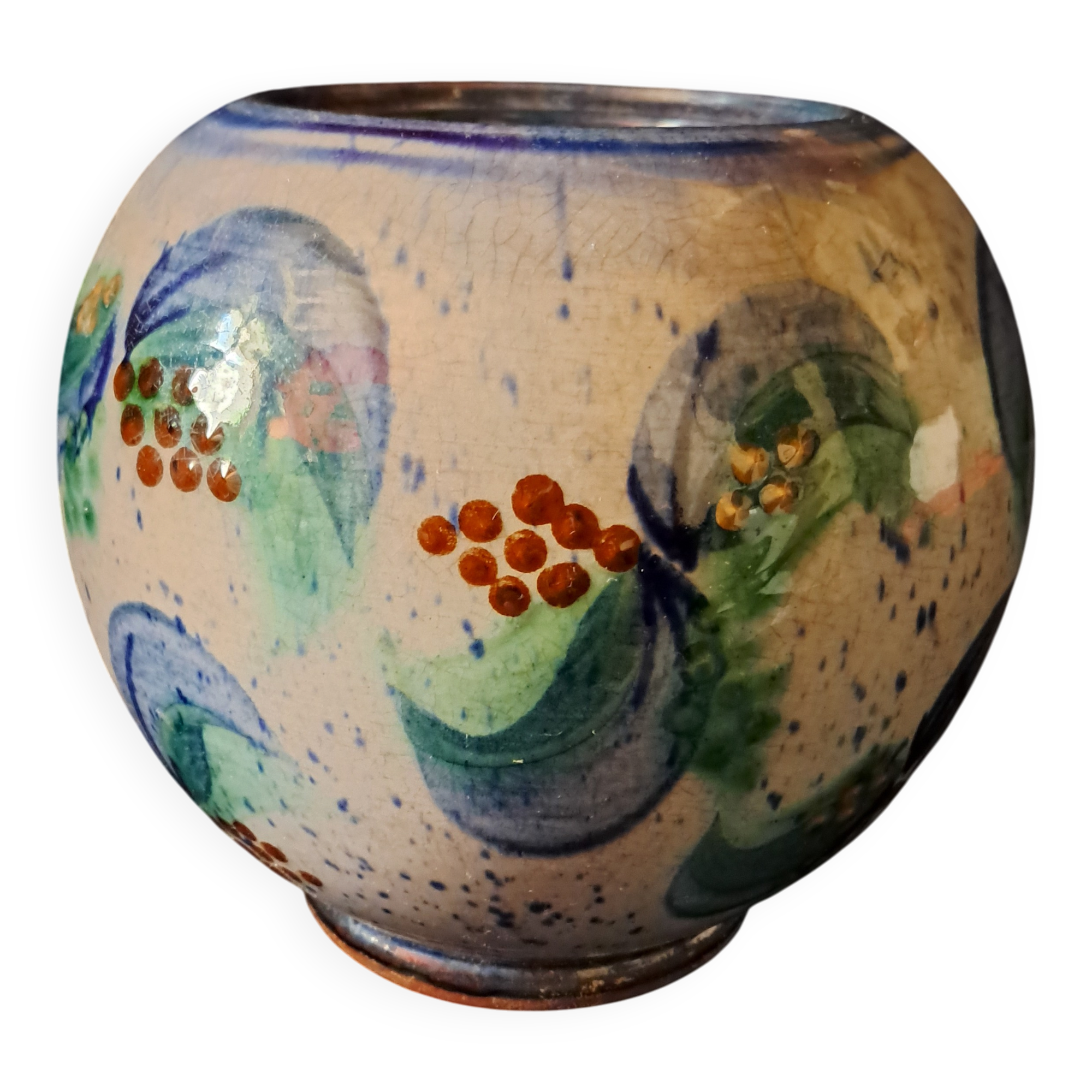 Vase boule au décor floral