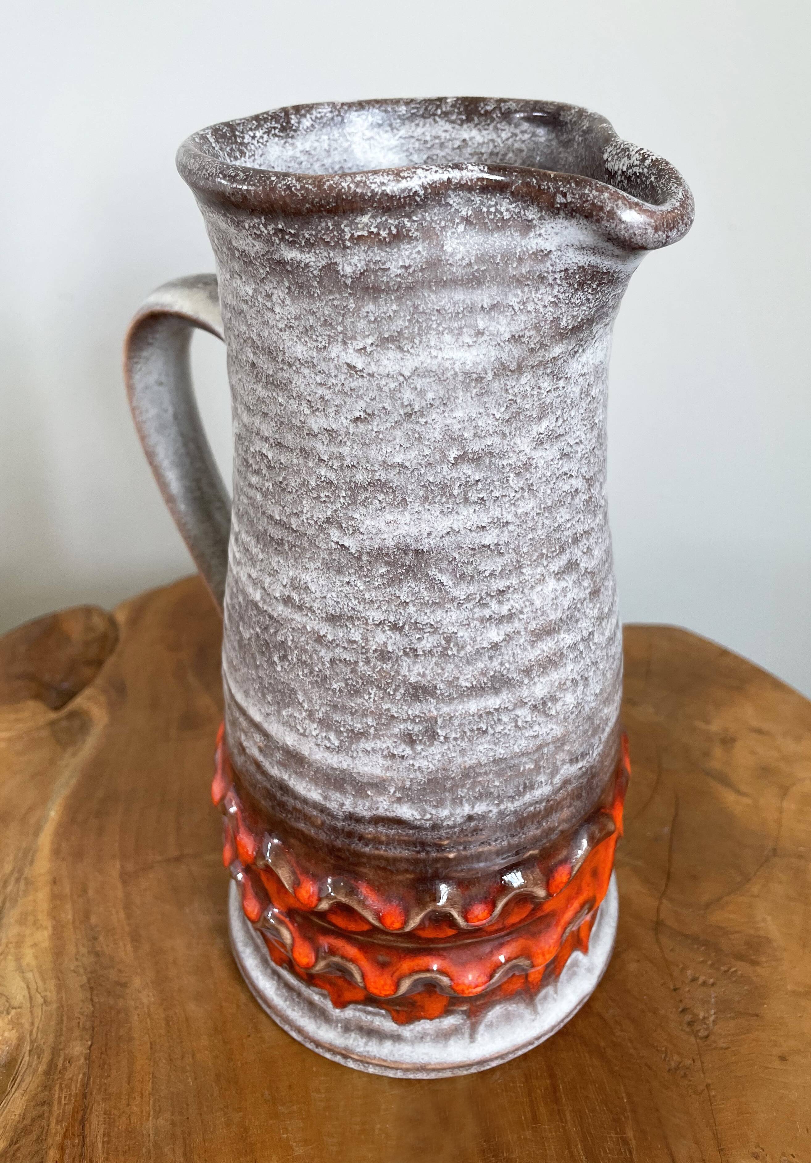 Jasba orange-grey vase/jug, bunte welt der keramik (colorful world of ceramics), west german pottery