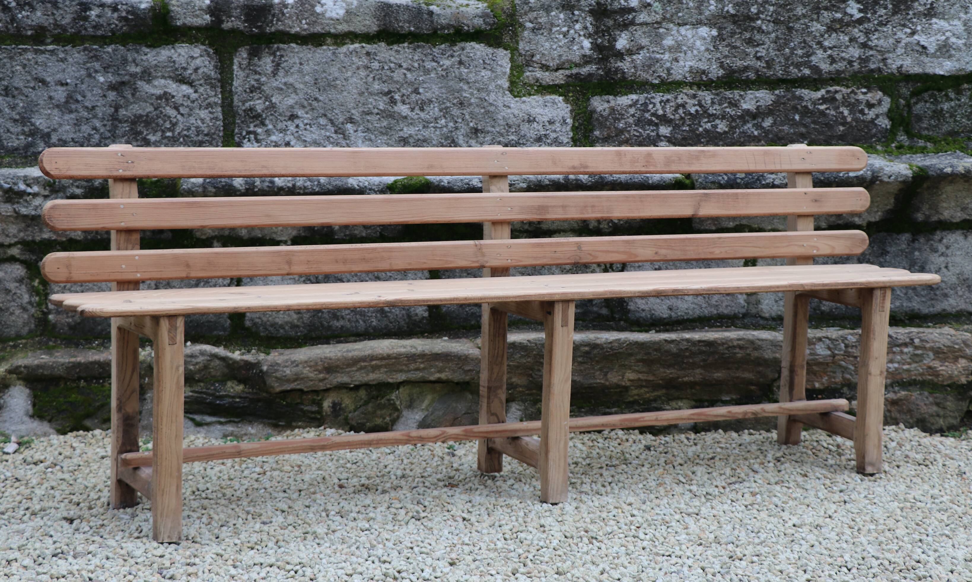 Large bench with solid wood backrest, 1930 Brittany