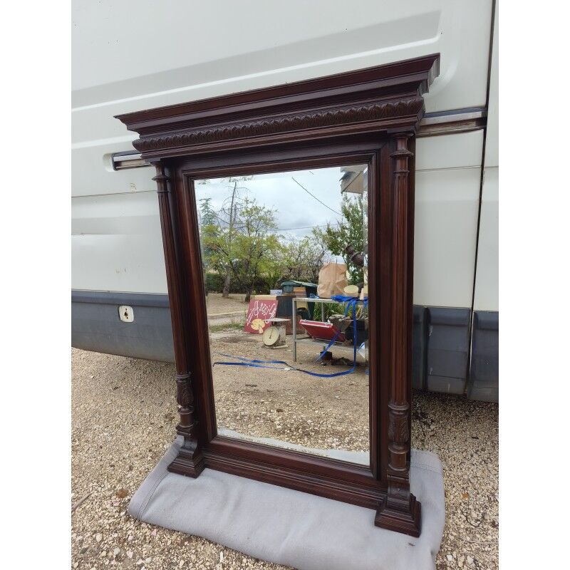 19th-century oak mirror, bevelled