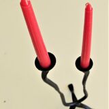 Bougeoir double en fer forgé avec bougies