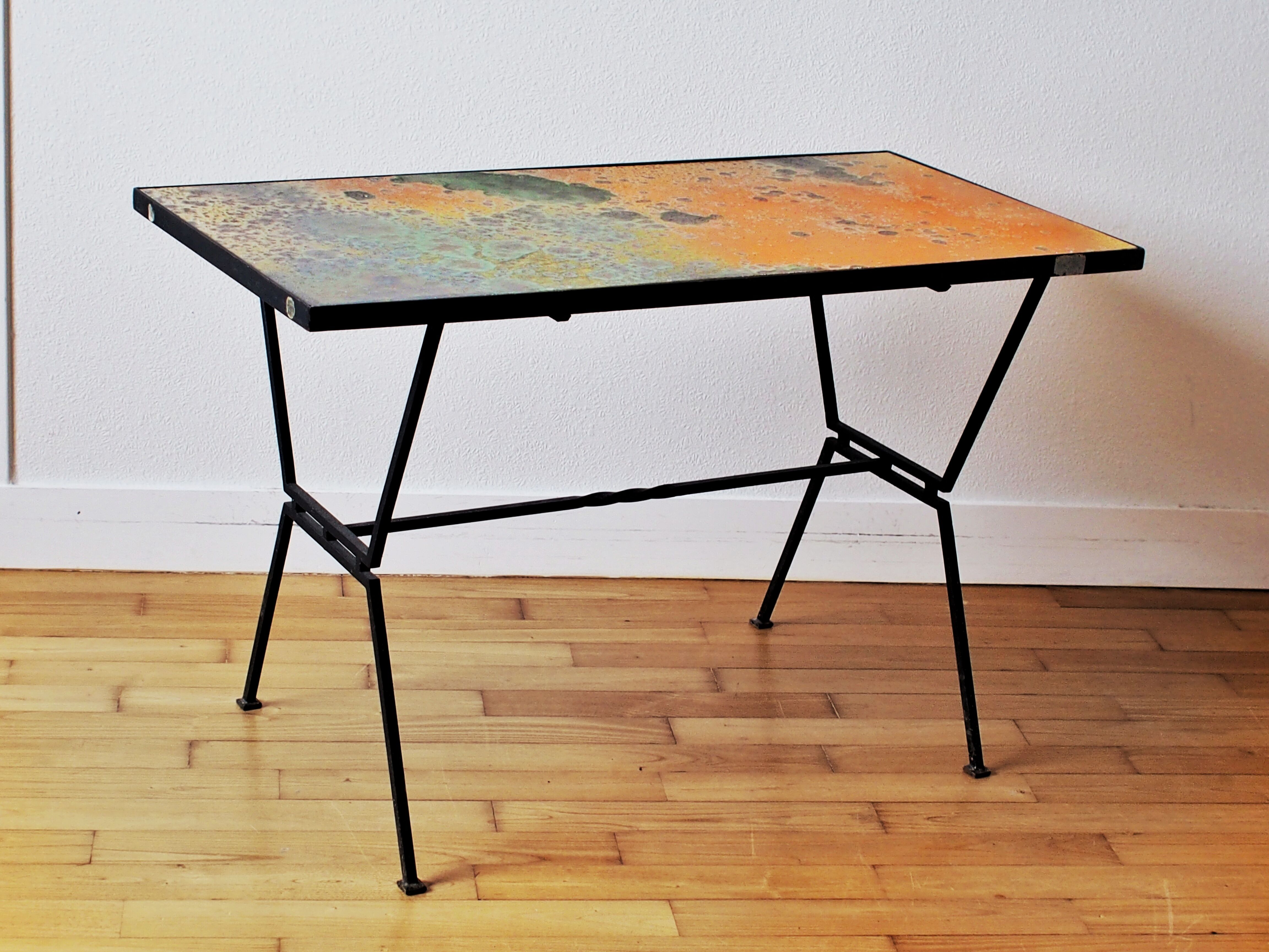 Enamelled lava coffee table