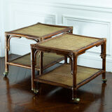 Pairs of rattan and wicker coffee tables