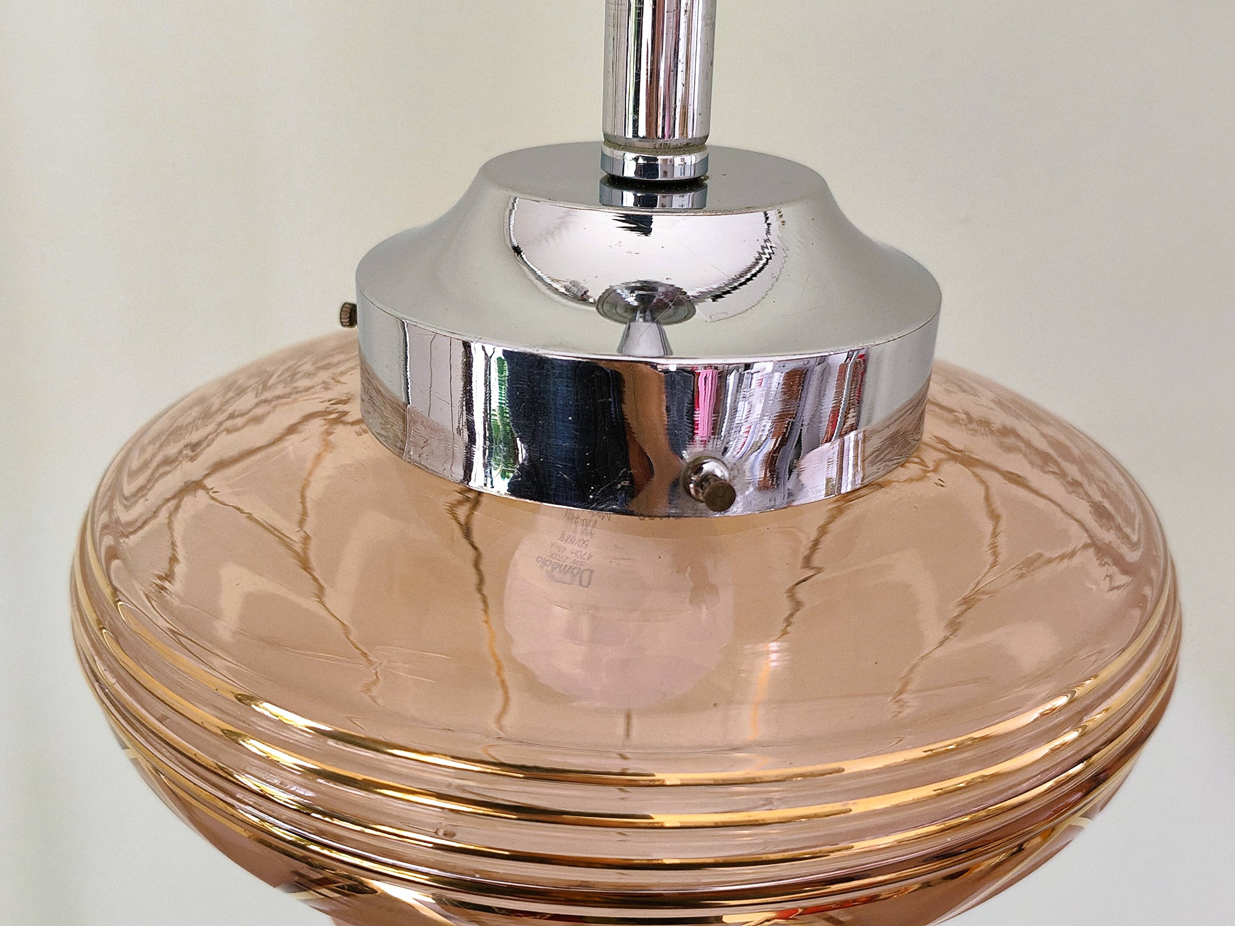 Antique amber and gold glass pendant light