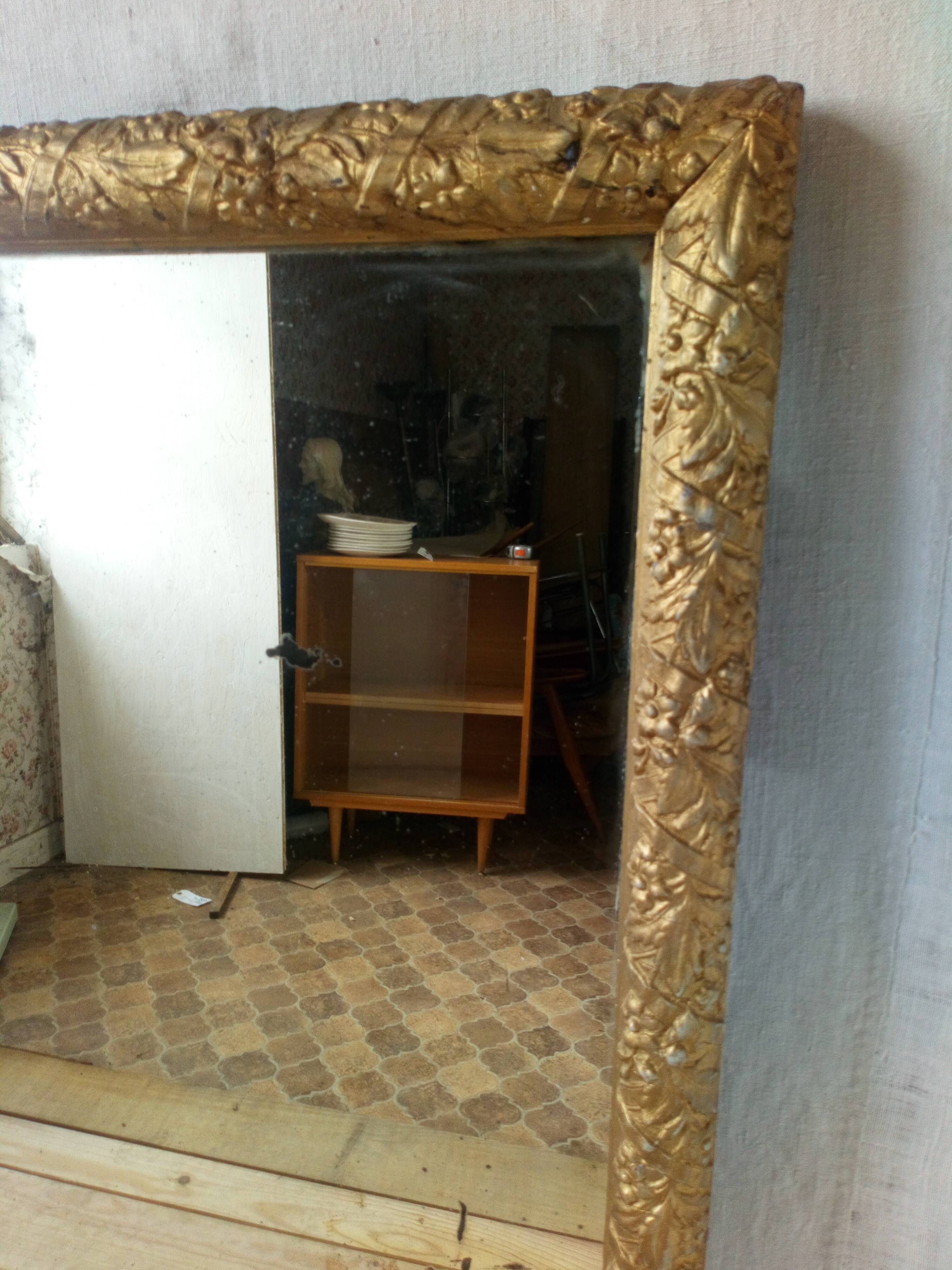 Large gold mirror Napoleon III style catering 76x130cm