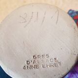 Pichet et 8 chopes signées Anne Ehret en grès d'Alsace