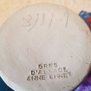 Pichet et 8 chopes signées Anne Ehret en grès d'Alsace