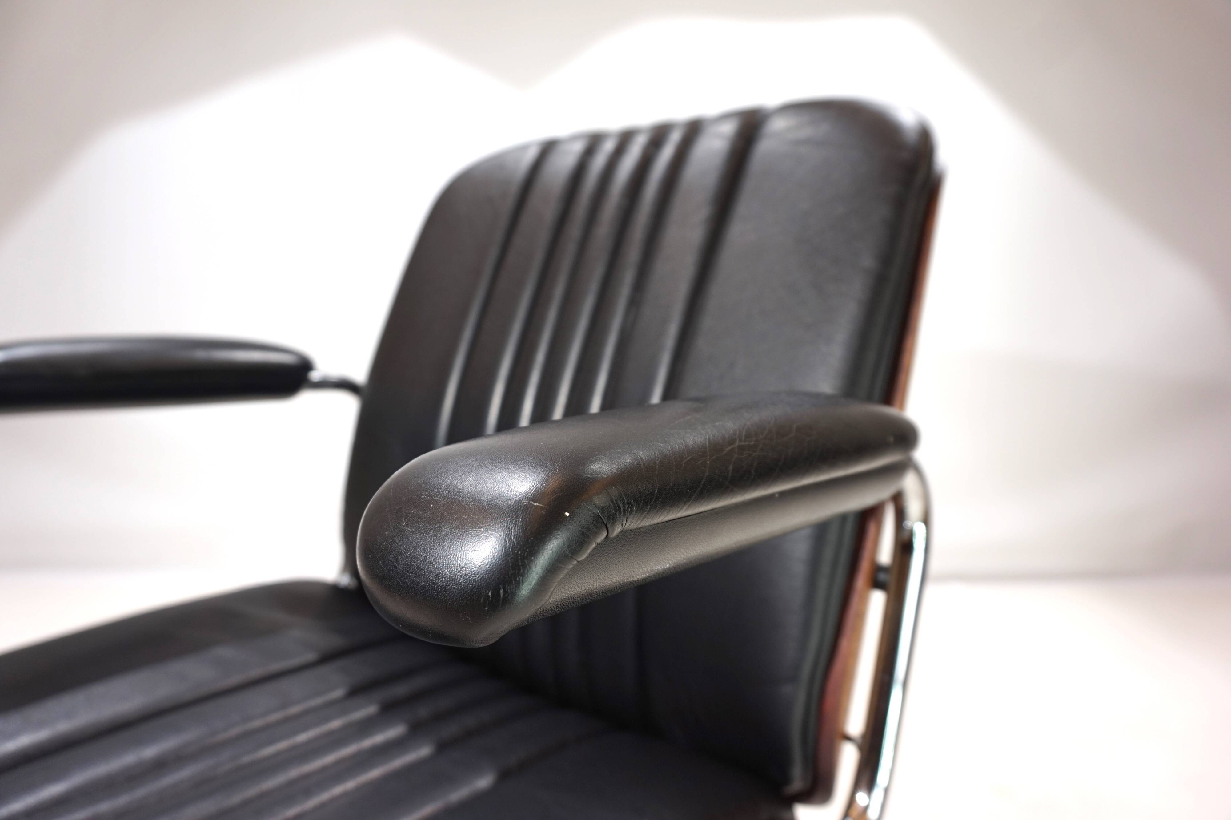 Set of 4 Martin Stoll Leather Dining/Conference Chairs by Professor Karl Dittert