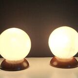 Paire de lampes de chevet en bois