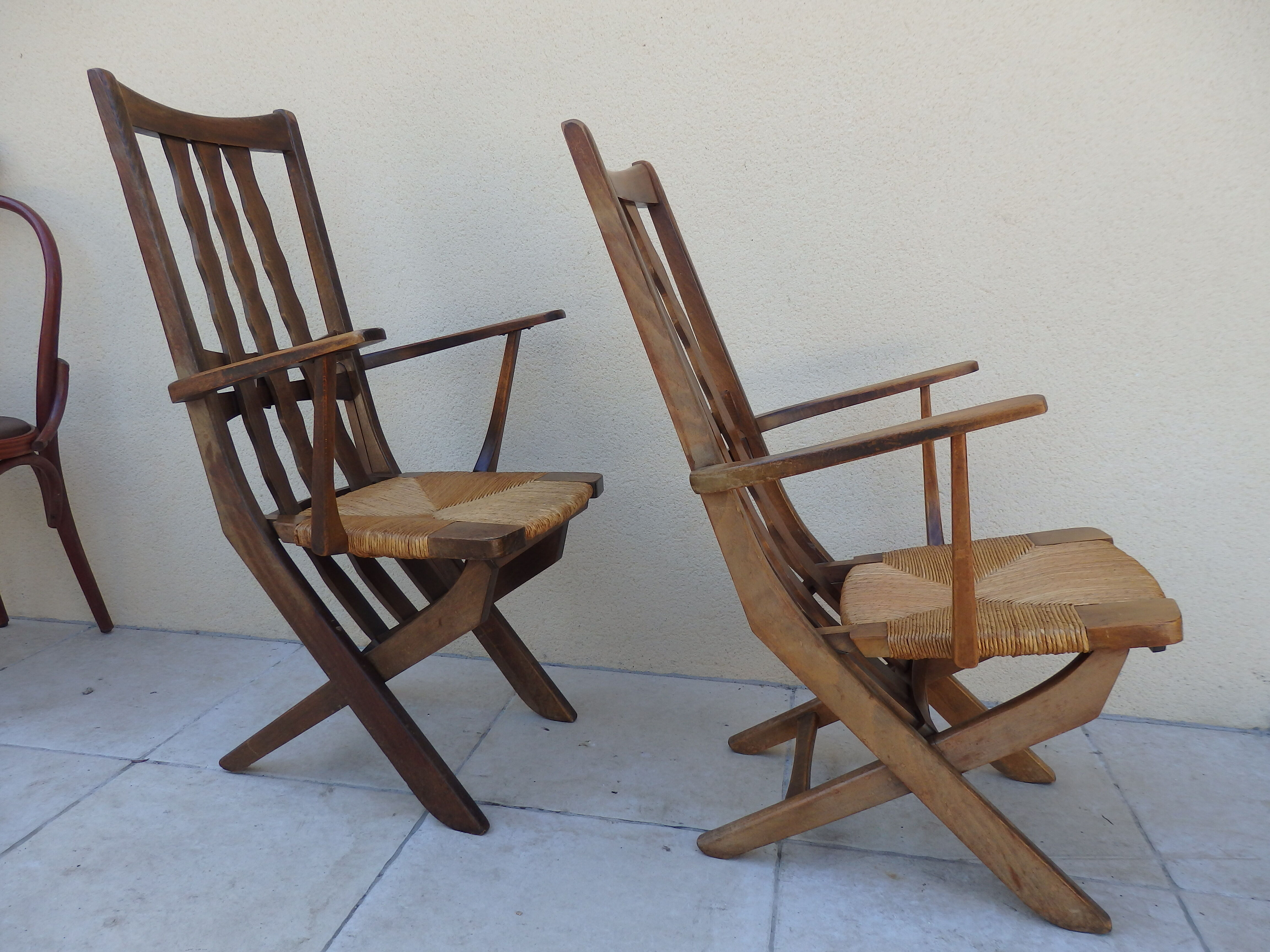 Paire de fauteuils Triconfort année 1960 trois  position
