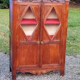 Library in solid oak and walnut, late 19th century