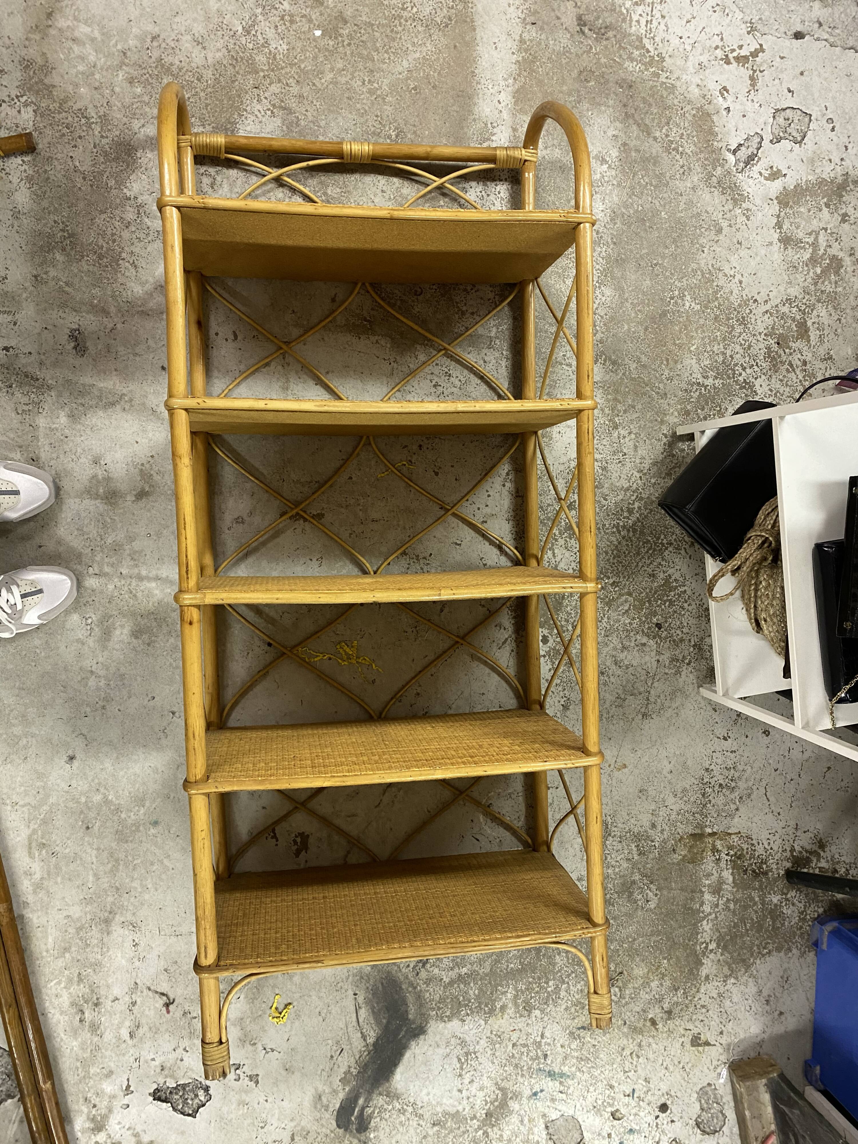 Rattan bookcase shelf