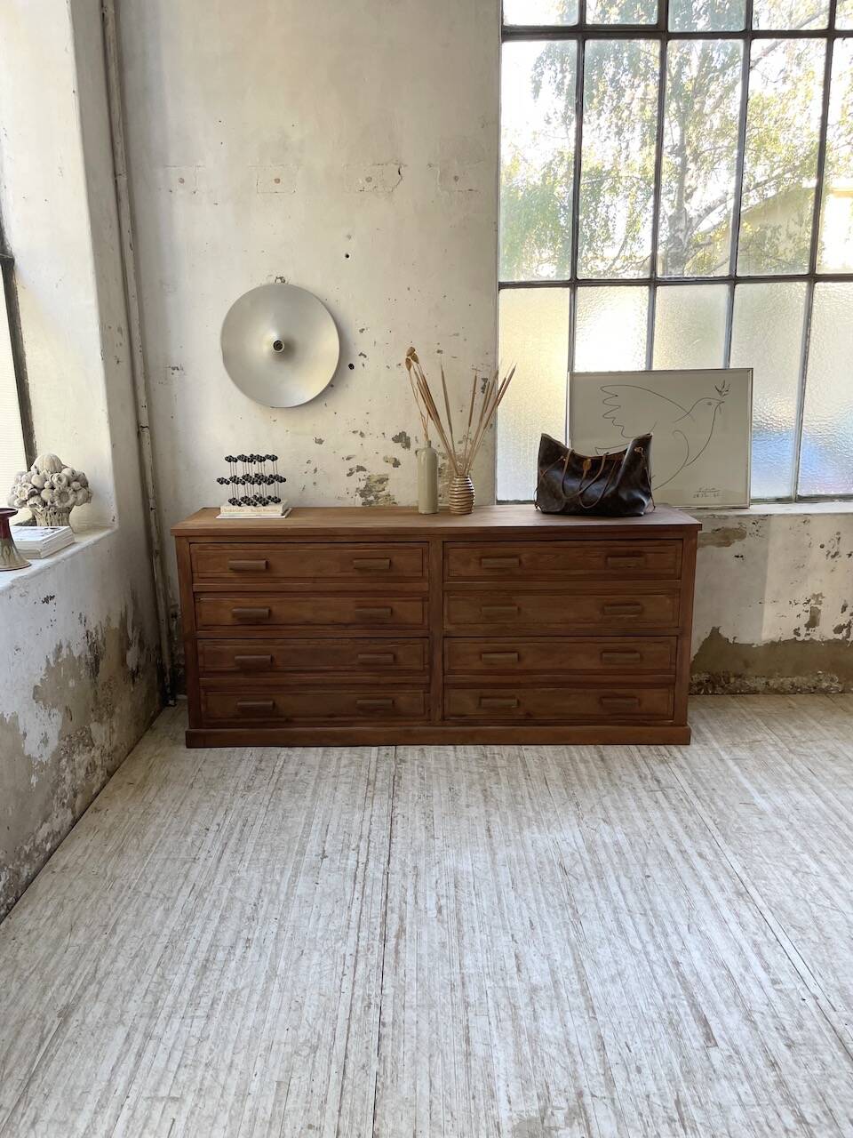 50s pitch pine haberdashery cabinet