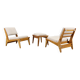 Paire de chaises et pouf « Hunting » restaurés par Uno et Osten Kristiansson des années 1950