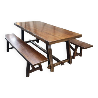 Brustalist table and 2 benches by Finnish designer Olavi Hänninen