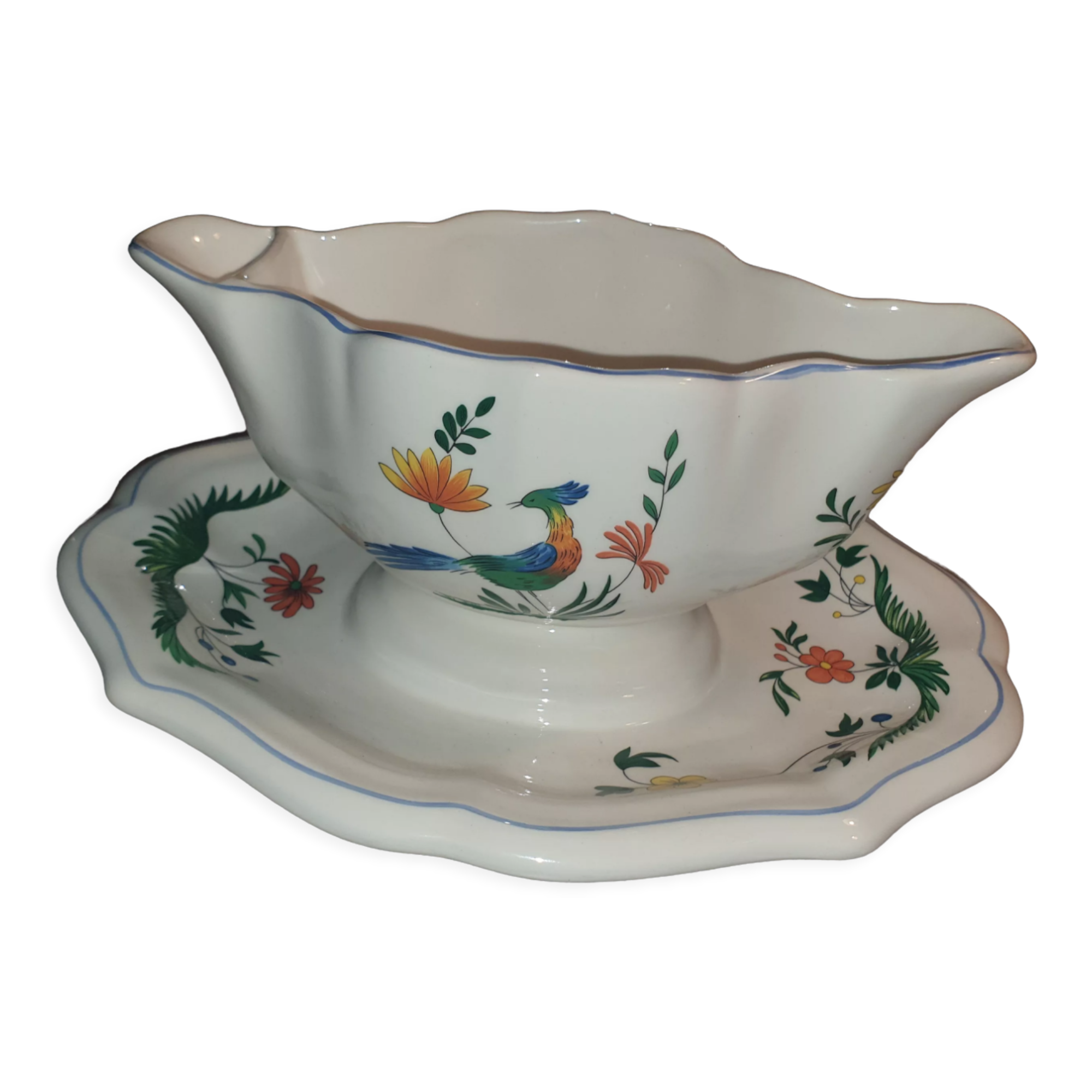 Sauce boat gien décor birds of paradise