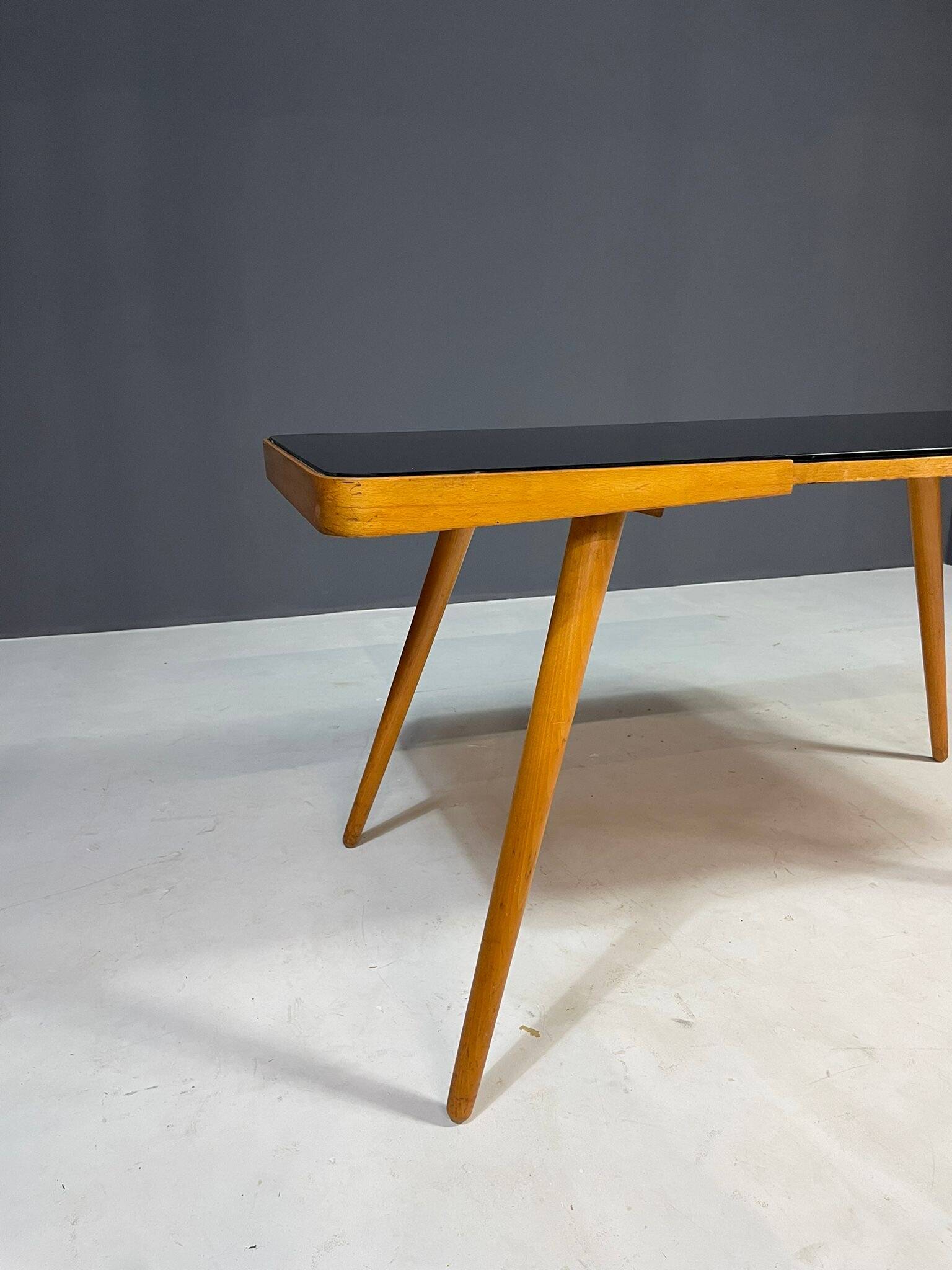 Mid-Century Coffee Table by Interiér Praha with Opaxite Glass Top, 1960s